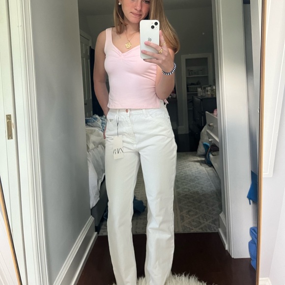 Zara Straight Fit White Jeans - Picture 7 of 7
